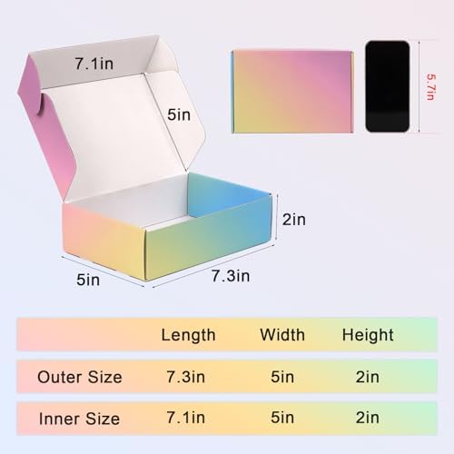 7x5x2 Shipping Boxes Small, 45 Pack Colorful Corrugated Cardboard Mailer Box for Small Business, Mailing, Packaging - Image 2