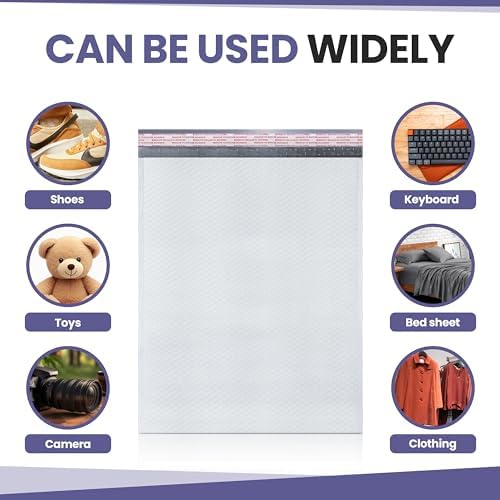 White Poly Bubble Mailers 14.50x20 Inch #7 | Self Seal Large Padded Envelopes | Air Cushioned Bubble Mailer | Usable Size 14.25x19 Inch | Waterproof Lightweight Mailing Shipping Bags | 15 Pack - Image 4