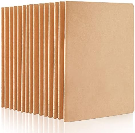 feela 15 Pack Blank Kraft Notebooks, Unlined Sketchbook Note Pad Travel Journal for Drawing Doodling Writing, Journal Bulk For Women Kids Students Office School Supplies, A5, 60 Pages, 8.3” X 5.5” by feela