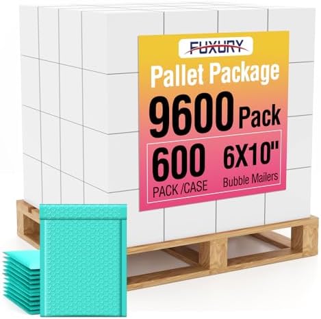 Fuxury Bubble Mailers 6x10" Teal Padded Envelopes 9600 Pack Bulk Pallet by Fuxury