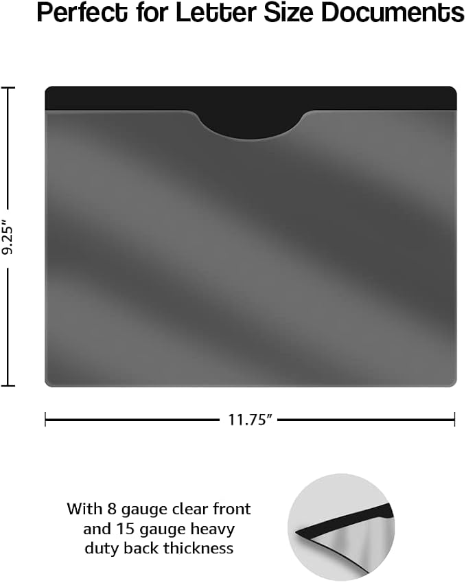 Black Plastic Folders with Closed Sides, Doctor Stuff, Letter Size, Clear Front Top Loading Job Jacket, Documents Holder for Office, High School and Medical Files, Pack of 50 - Image 2
