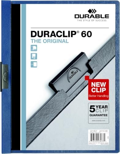 Durable Report Cover with DURACLIP Letter-Size 8.5" x 11" Inches - Holds Up to 60 Pages - Clear Cover and Dark Blue Border - Box of 25 (Pack of 6) by DURABLEOfficeProducts