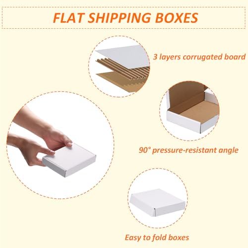 HORLIMER 6x4x1 Shipping Boxes Set of 30, White Corrugated Cardboard Mailer Box for Packing Small Business - Image 3