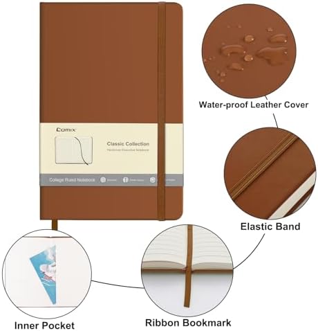 Comix 12 Pack Lined Journal Notebooks for Work, 240 Pages, 5.5"x8.3", Brown - Image 3