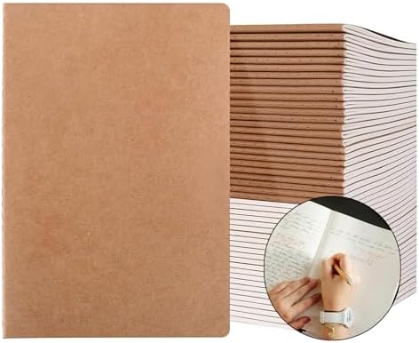 50 Pack A5 Lined Kraft Notebook Journals 8.3x5.5 In，Travel Journals Notebooks Bulk，Subject Notebooks 34 Sheets 68 Pages for Writing School Office Supplies (Lined-50 Pack) by PetPartisan