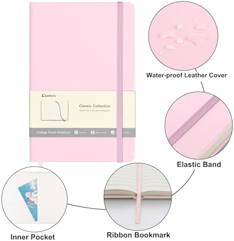 Comix Lined Journal Notebook for Women Men, Journaling Notebooks for Office School Home, Pink, 240 Pages, 5.5" x 8.3", College Ruled, A5, Hardcover (Pack of 3) - Image 3