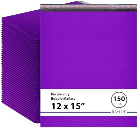 Purple Bubble Mailers 12x15, Self Seal Poly Padded Envelopes, 150 Pack by BAYLUE