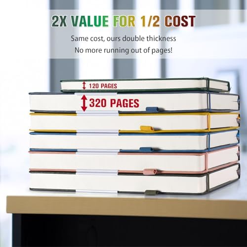 5 Pack Graph Paper Notebook Bulk, A5, 312 Numbered Pages Grid Journal Set - Image 2