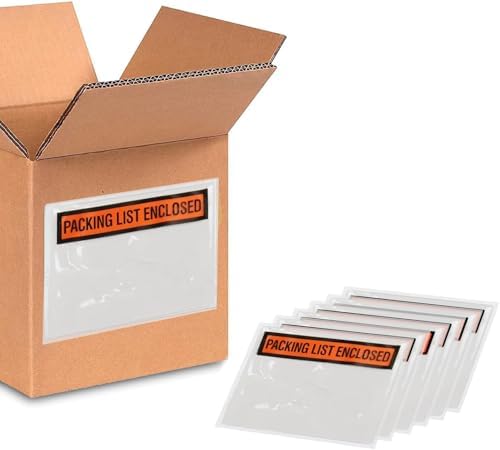 PSBM 1000 PCS 4.5 x 5.5 Inch Orange Panel Face Packing List Enclosed Envelopes, Invoice Packing Slips Pouch for Mailing Labels, Invoices, Documents and Slips by PackagingSuppliesbymail