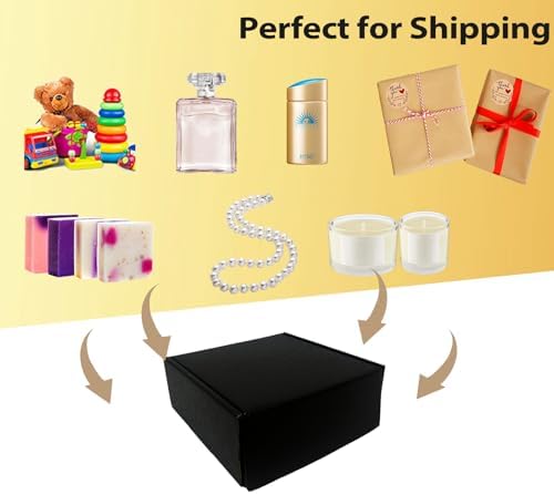 Small Shipping Boxes 5x5x2, Set of 25, Black Corrugated Cardboard Box Mailer (YD552-25BK) - Image 6