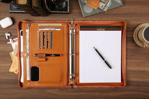 Vegan Leather Portfolio, Personalized 3 Ring Binder Padfolio for Women, Pink Leather, Handmade Organizer, Engraved Resume Folder (Brown Pattern, Custom) - Image 7