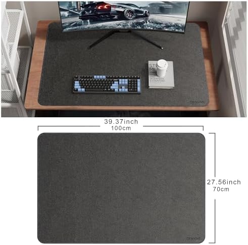 CENNBIE 39.4" x 27.5" Leather Desk Mat,Computer Mouse Pad XXL (Black) - Image 2