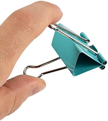JAM PAPER Colorful Binder Clips - Large - 1 1/2 Inch (41 mm) - Teal Binderclips - 12/Pack - Image 6