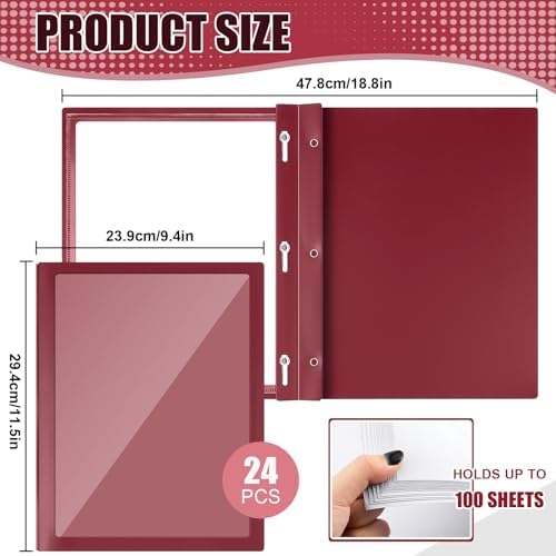 Teling Report Covers with 3 Prong Presentation Folders, Dark Red - Image 2