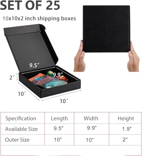 10x10x2 inch Black Shipping Boxes for Small Business- Set of 25 - Image 2