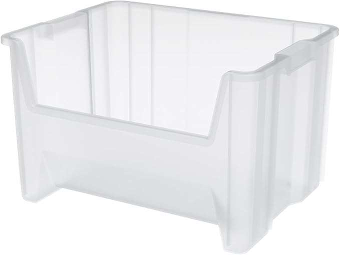 Akro-Mils 13017 Stak-N-Store Stackable Storage Bins, Heavy Duty Garage Storage Containers, Open Front Plastic Organizer for Tools, Shelves, Closet Organizer, 15" x 20" x 12-1/2", Clear, 3-Pack by Akro-Mils