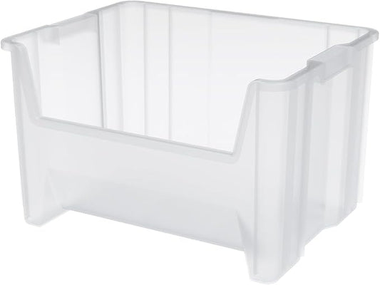Akro-Mils 13017 Stak-N-Store Stackable Storage Bins, Heavy Duty Garage Storage Containers, Open Front Plastic Organizer for Tools, Shelves, Closet Organizer, 15" x 20" x 12-1/2", Clear, 3-Pack by Akro-Mils