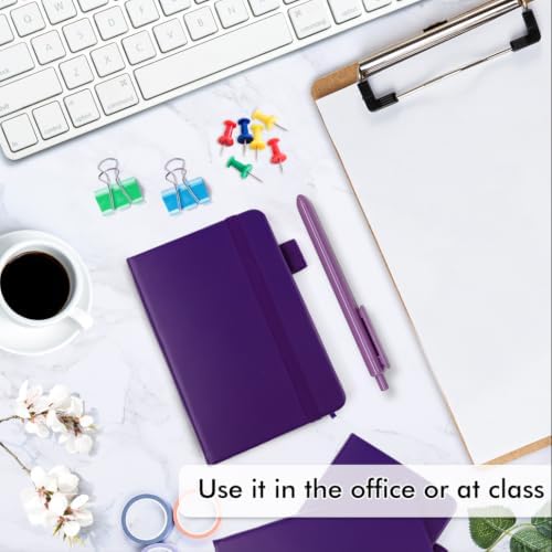 feela 15 Pack Pocket Small Notebooks Bulk, Mini Cute Notepads Hardcover College Ruled Lined Journals with Pen Holder for School Business Memos, with 15 Black Pens, 3.5”x 5.5”, A6, Purple - Image 4