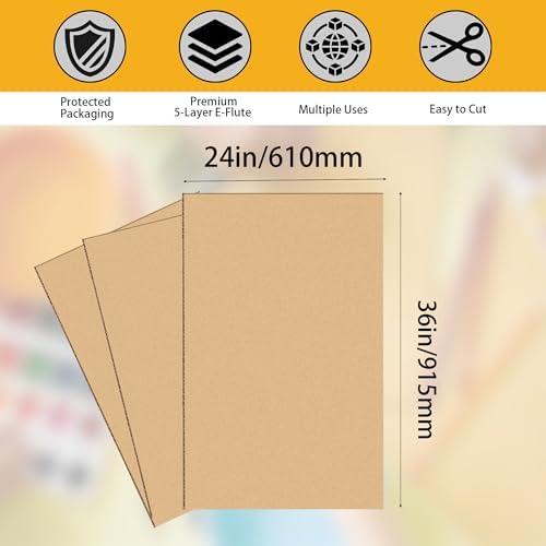 Hixdo12 Pack 24" x 36" x 3/16" Corrugated Cardboard Sheets, Brown - Image 2