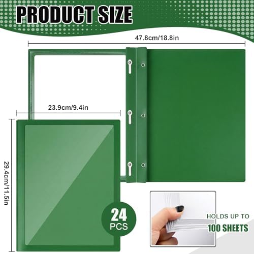 Teling 24 Pcs Report Covers with 3 Prong Presentation Folders, Dark Green - Image 2