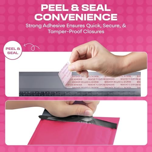 Hot Pink Bubble Mailers 10x13, Self Seal Poly Padded Envelopes, 100 Pack - Image 3