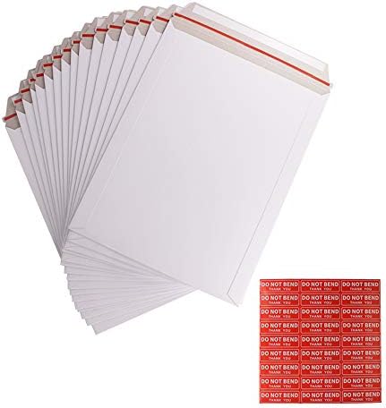 zmybcpack 100 Pack 9X12 inch Self Seal Photo Document Mailers Stay Flat White Cardboard Envelopes White Photography Mailersfor CD, Photos, Document by zmybcpack