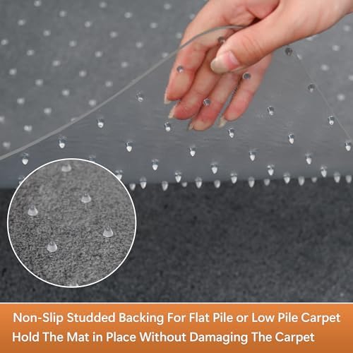 Office Chair Mat, 30" x 48" Clear Carpet Chair Mats for Low Pile Carpeted Floors Home Office, Studded Floor Mat for Office Chair on Carpet - Image 3