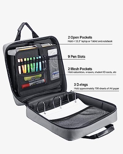 Zipper Binder 3 Inch 3 Ring with Shoulder Strap Multi-Pocket,Tough - Image 2