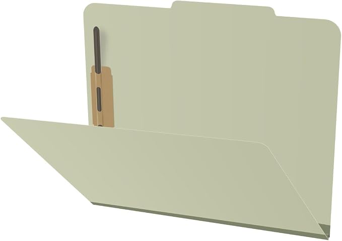 25 Pt. Pressboard Classification Folders, 2/5 Cut ROC Top Tab, Letter Size, No Dividers, Light Green (Box of 25) by Ecom+Folders