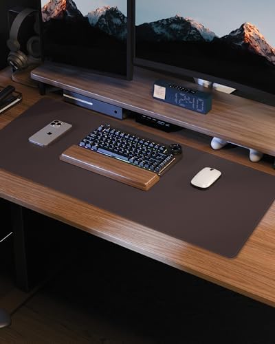 AFIING Desk Pad Protector 23.6" x 13.7" - Non-Slip Waterproof PU Leather Desk Mat for Mouse, Keyboard, Laptop, Office and Home Workspace (Coffee Brown) - Image 7