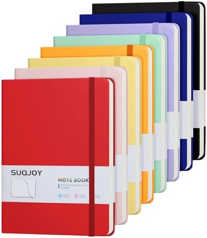 SUQJOY Lined Journal Notebooks 8 Pack, 160 Pages, 5.5x 8.2-Inch Journals for Women Men, Hardcover Notebook with 100 gsm Thick Paper, A5 Size College Ruled Notebook (8 Assorted Colors) by SUQJOYOFFICE
