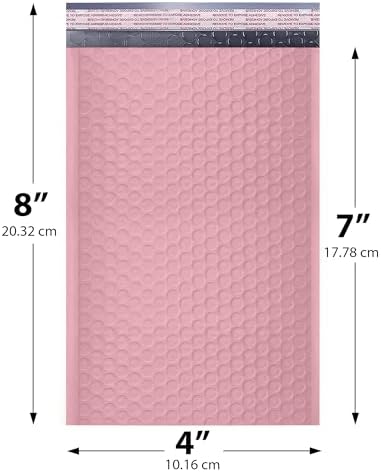 Light Pink Bubble Mailers 4x8, Poly Padded Envelopes #000, 500 Pack - Image 2