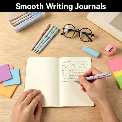 EUSOAR Blank Page Notebook, 12pcs A5 5.5"x8.3" 60 Pages Soft Cover Kraft Ruled Subject Journal Notebooks, Writing Note Pads Sketchbook Memo Composition,for School Office College Work Note Taking Diary - Image 6