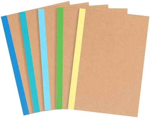 EOOUT Notebooks for Kids 5 Pack A5 Composition Notebook, Kraft Lined Journal Bulk with Blue Spine, 5 Colors, 60 Pages for Women Girls Boys, School Office Supplies by EOOUT