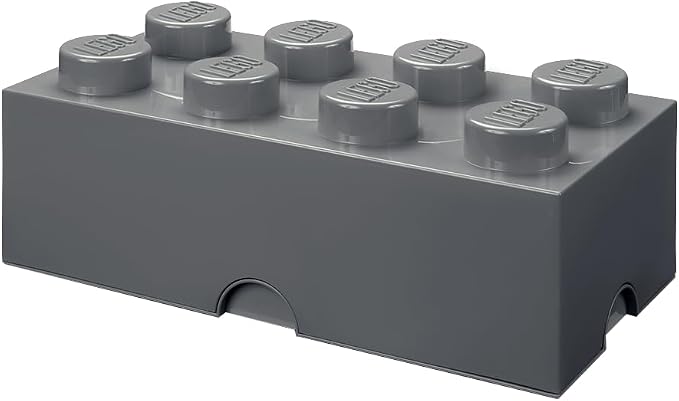 LEGO Storage Brick 8 12.1 L Storage Box with Lid DARK STONE GREY | LEGO Brick Storage Box Stackable Organizer Toy, Desk & Shelf Storage 12.1 L Capacity Brick Size 8 by Unknown