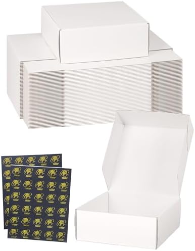 Small Shipping Boxes 8x8x3 Inch 30 Pack, White Mailer Packaging Box, Corrugated Cardboard Boxes for Small Business Gift Literature Shipping by TryDrem