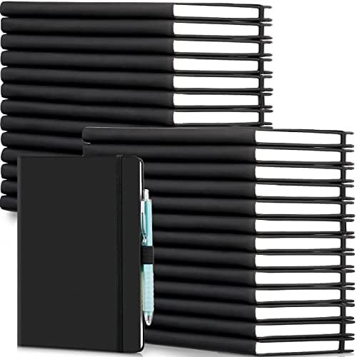 Laumoi 28 Pack PU Leather Lined Notebook Journal Bulk A5 Hardcover Notebook College Ruled 5.5 x 8.2 Inch Journal with Pen Holder for School Business Work Writing(Black,Simple) by Unknown