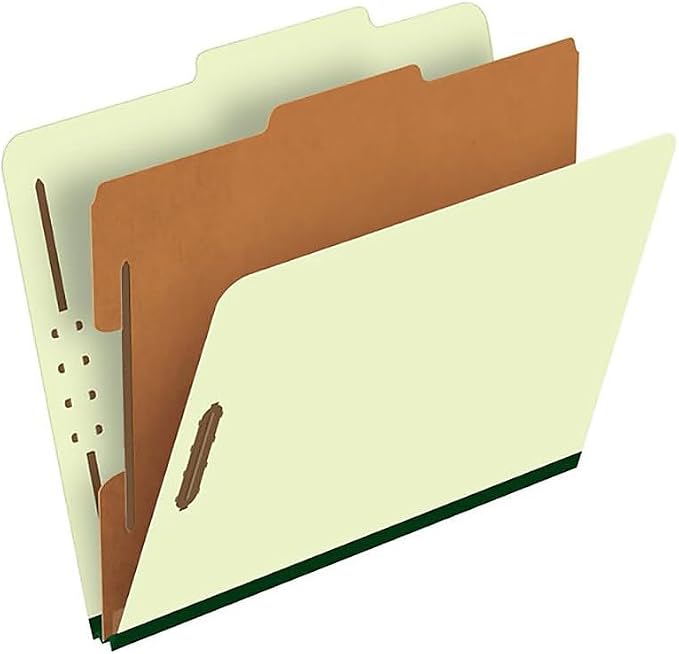 Pendaflex Classification Folders, 1 Divider, Embedded Fasteners, 2/5 Cut Tab, Letter, Light Green, 10/BX (17172), Corona Green by Pendaflex