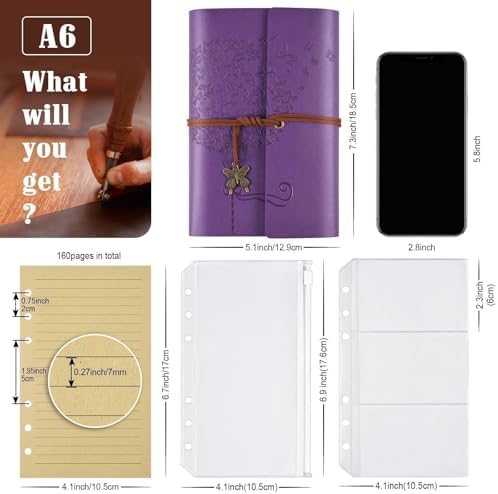 OMEYA 6 Pack A6 Refillable Leather Journals,Bulk Gift for Women, Coworkers - Image 2