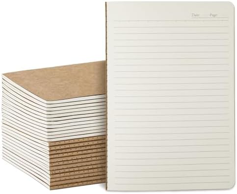 24 Pack Kraft Notebooks Bulk A5, 60 Pages Lined Ruled Journals, 8.3x5.5 In by Foliom