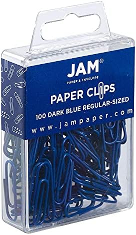 JAM PAPER Colorful Standard Paper Clips - Regular 1 Inch - Dark Blue Paperclips - 100/Pack - Image 2