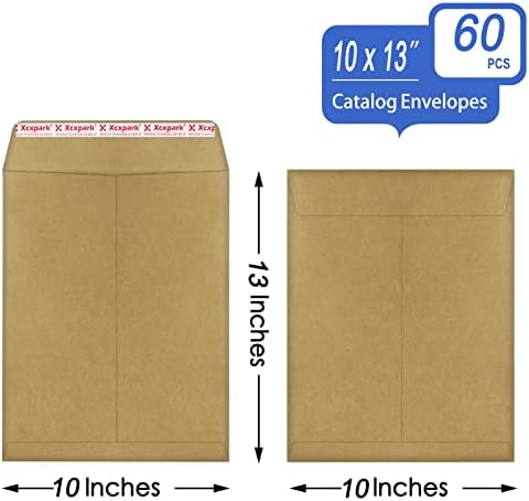 Xxcxpark 60 PCS 10x13 inches Security Catalog Envelopes Printable Self Seal Envelopes, Anti Tear Recycled Kraft Envelopes for Invitation Cards, Pictures, Photos, Documents - Image 2