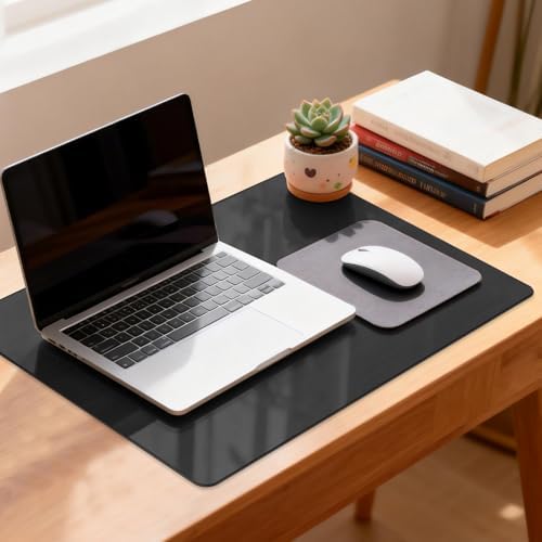 VASUHOME 24" x 18" Black Tempered Glass Desk Mat - Multi-Functional Desk Pad for Keyboard and Monitor Protection, Dry Erase Surface, Ideal Table Top Protector for Home & Office by VASUHOME