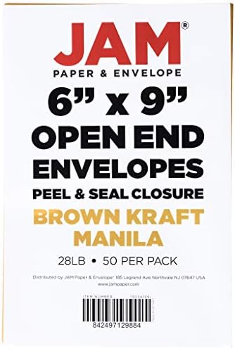 JAM PAPER 6 x 9 Open End Catalog Envelopes with Peel and Seal Closure - Brown Kraft Manila - 50/Pack - Image 6