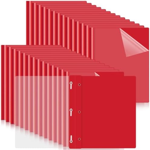 Teling 150 Pcs Plastic Report Covers Bulk with 3-Prong Fastener, Red by Teling