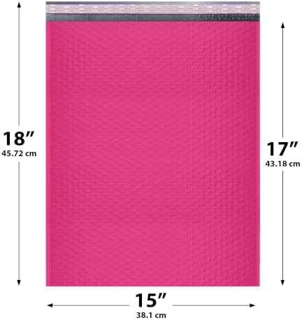 Hot Pink Bubble Mailers 15x18, Self Seal Poly Padded Envelopes #8, 50 Pack - Image 2