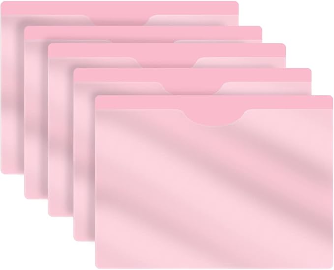 Pink Vinyl Pocket Folders, Doctor Stuff, Closed Sides, Letter Size, Clear Front Top Loading Job Jacket, Documents Holder for Office, High School and Medical Files, Pack of 25 by DoctorStuff