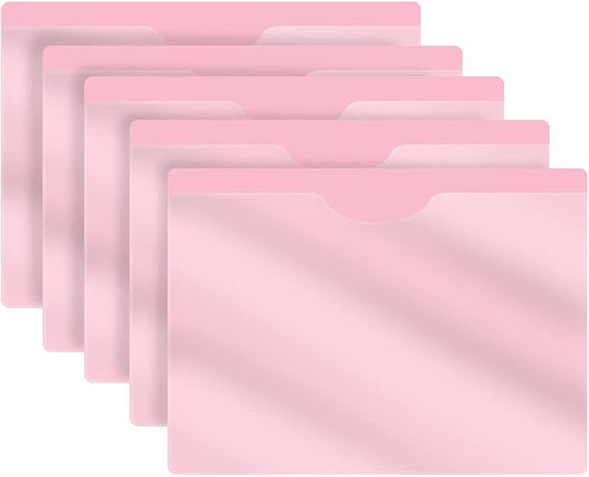 Pink Vinyl Pocket Folders, Doctor Stuff, Closed Sides, Letter Size, Clear Front Top Loading Job Jacket, Documents Holder for Office, High School and Medical Files, Pack of 25 by DoctorStuff