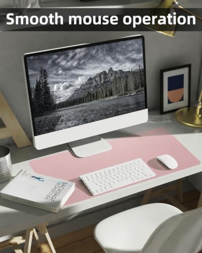 Leather Desk Protector, Non-Slip PU Laptop Mat for Office/Home - Waterproof Writing Pad (31.5"x15.7", Rose Pink) - Image 4