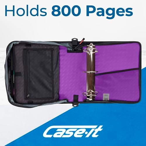 Case-it School Zipper Binder | 4" D-Rings | 800-Sheet | D-186 Deep Purple - Image 3